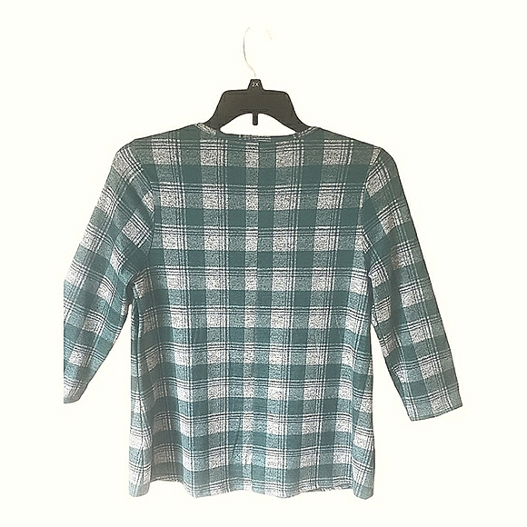 Kim Rogers Petite green plaid top, size MP - Picture 2 of 3